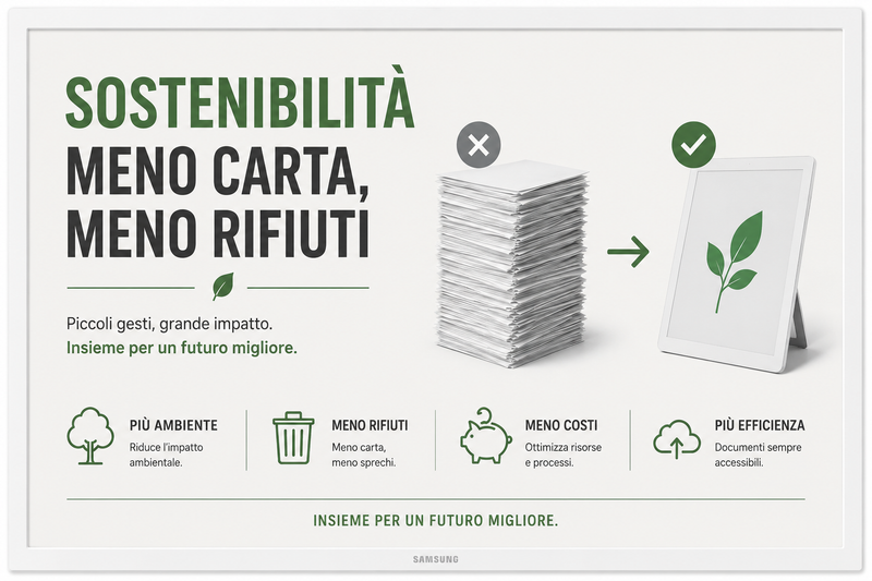 Infografica sulla sostenibilità del display e-paper